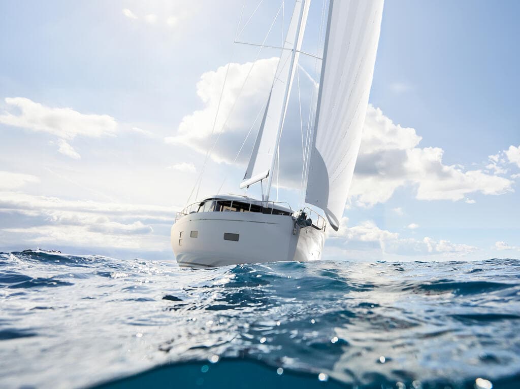 Moody Decksaloon 48 on an open sea