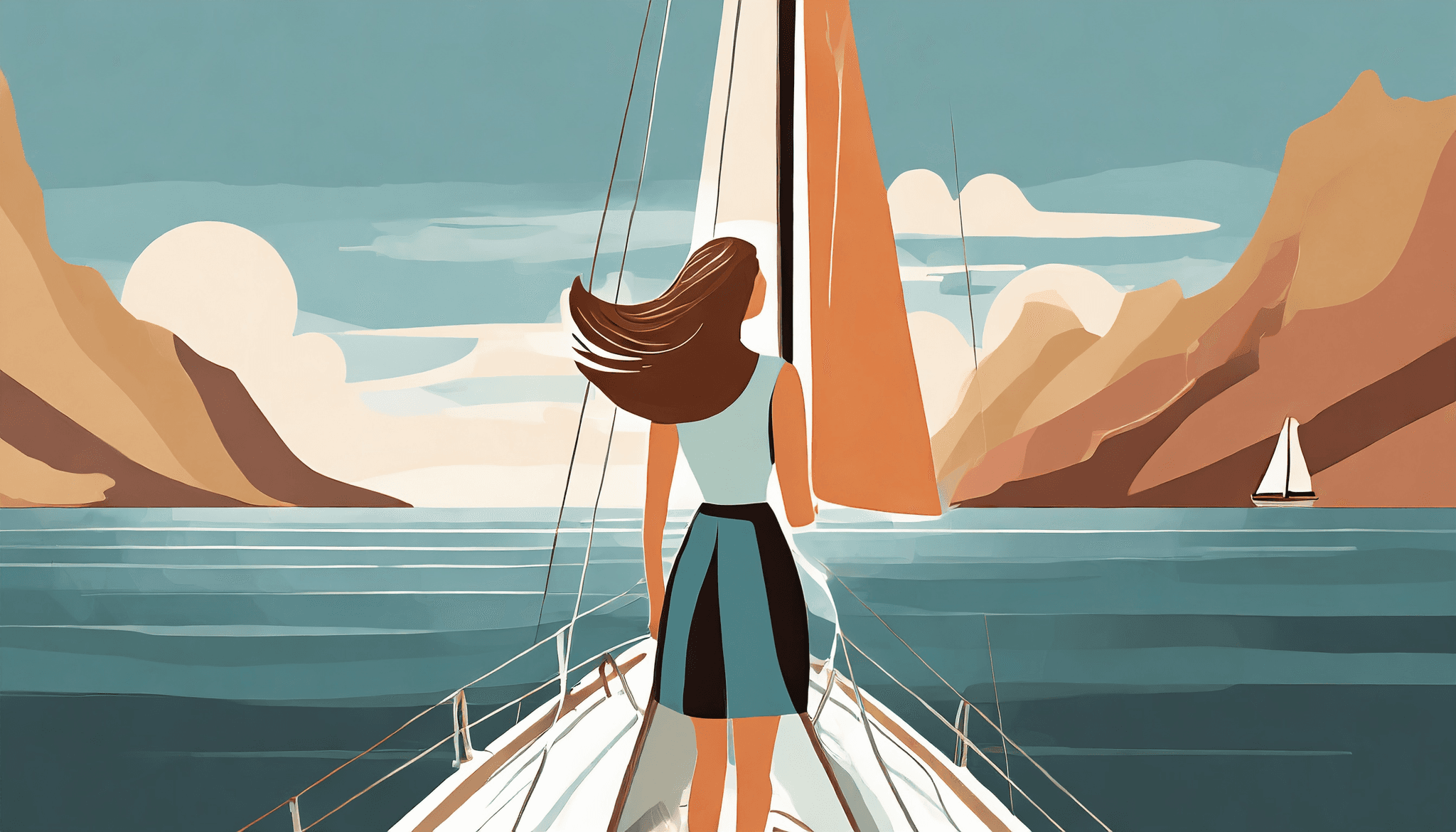 Women standing on a boat