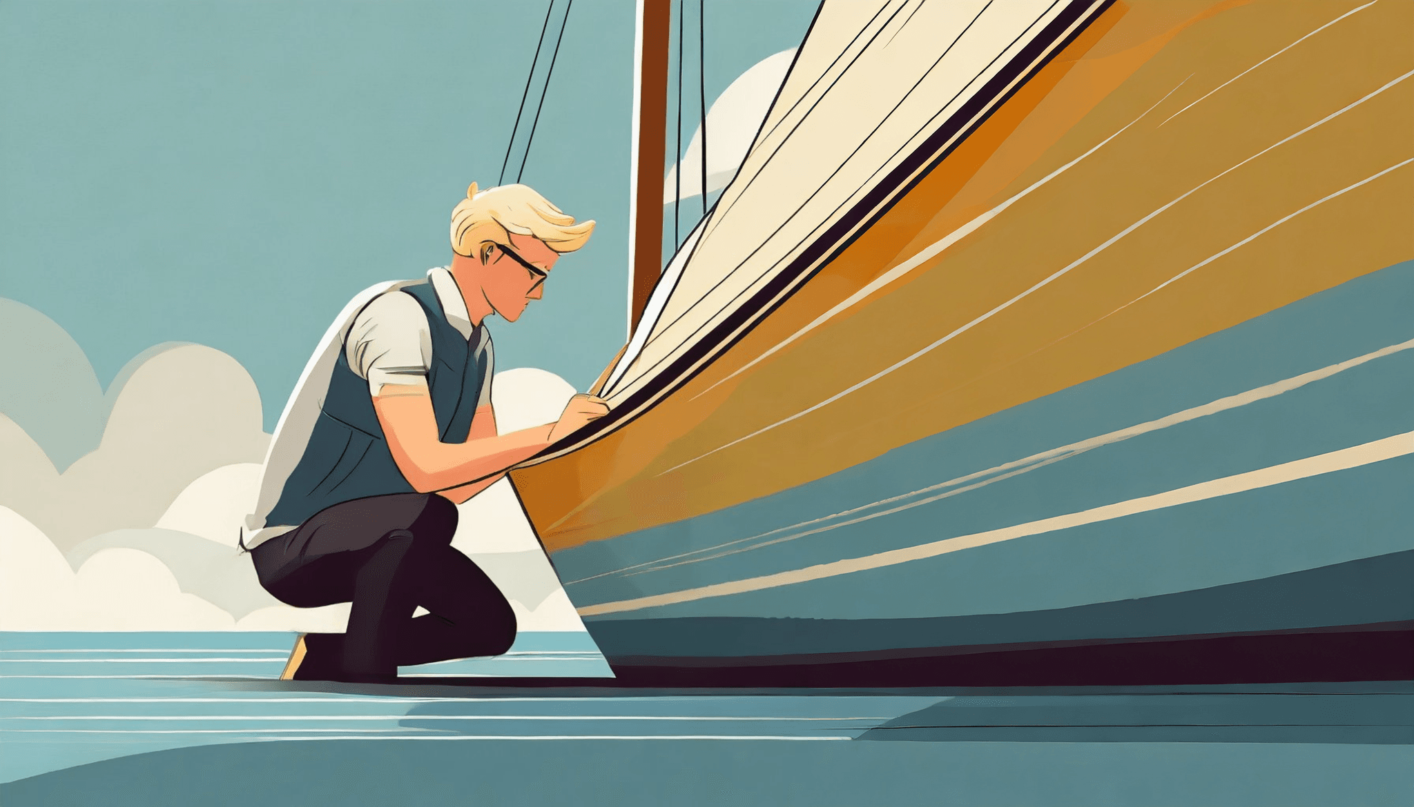 Man inspecting a boat