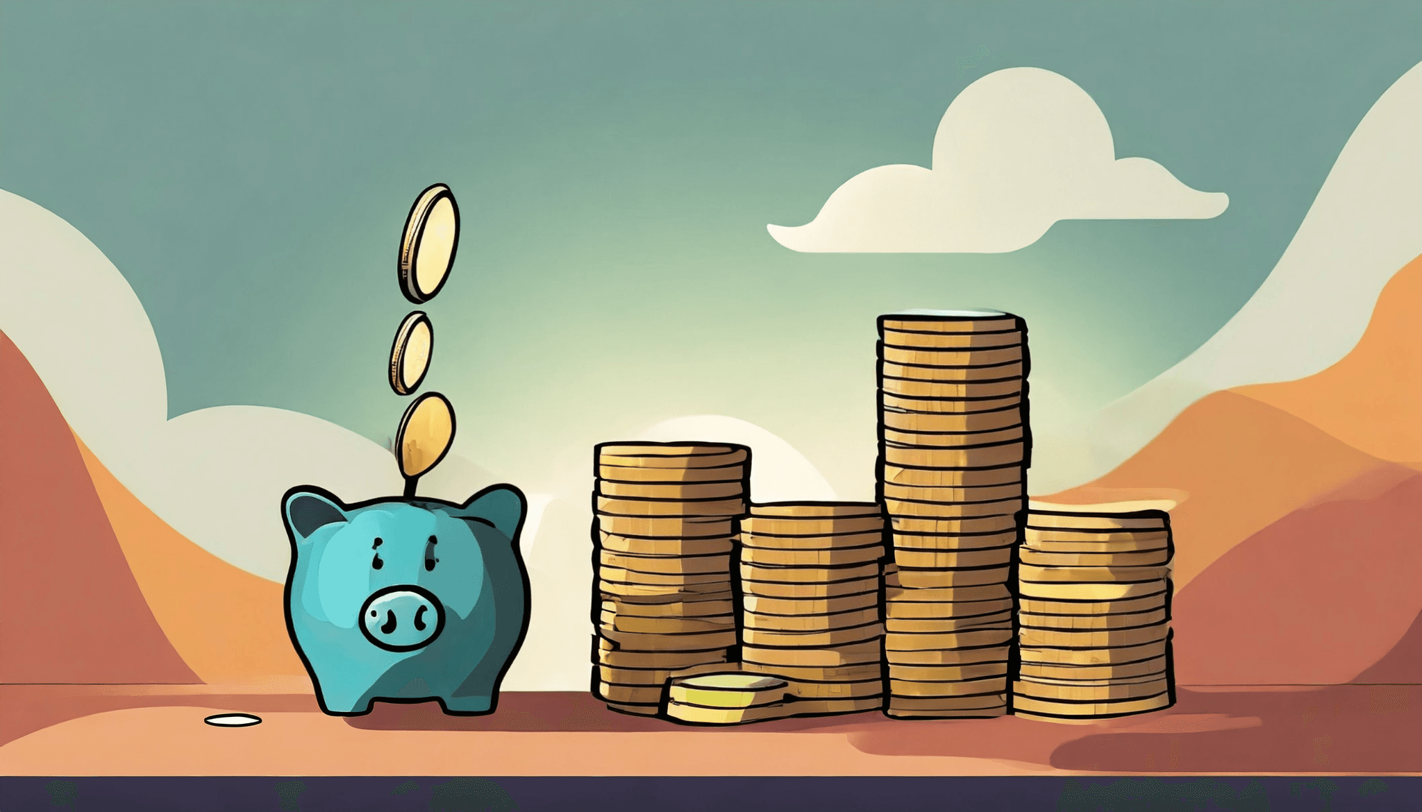 Piggy bank into which coins fly